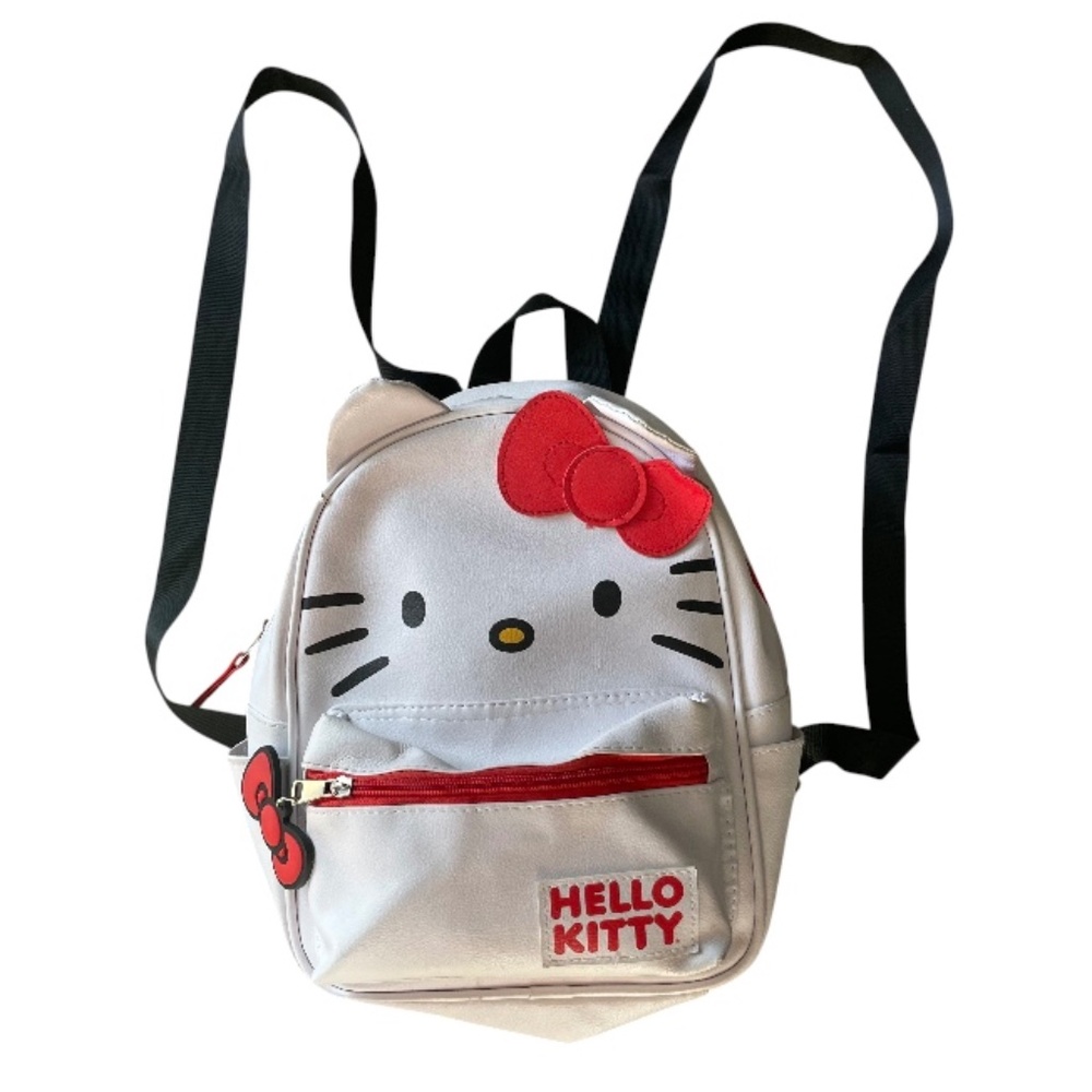Hello Kitty Face Mini Backpack Faux Leather Keychain Sanrio
